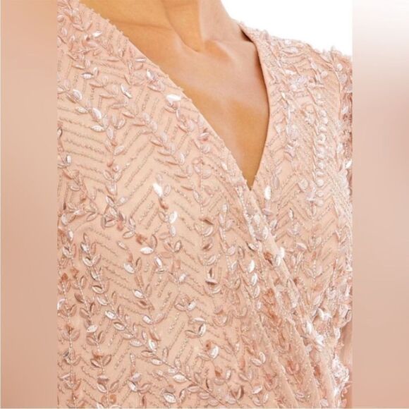 Mac Duggal 35109 Beaded Leaves Butterfly Sleeve Gown size 10 NWT - Picture 5 of 14